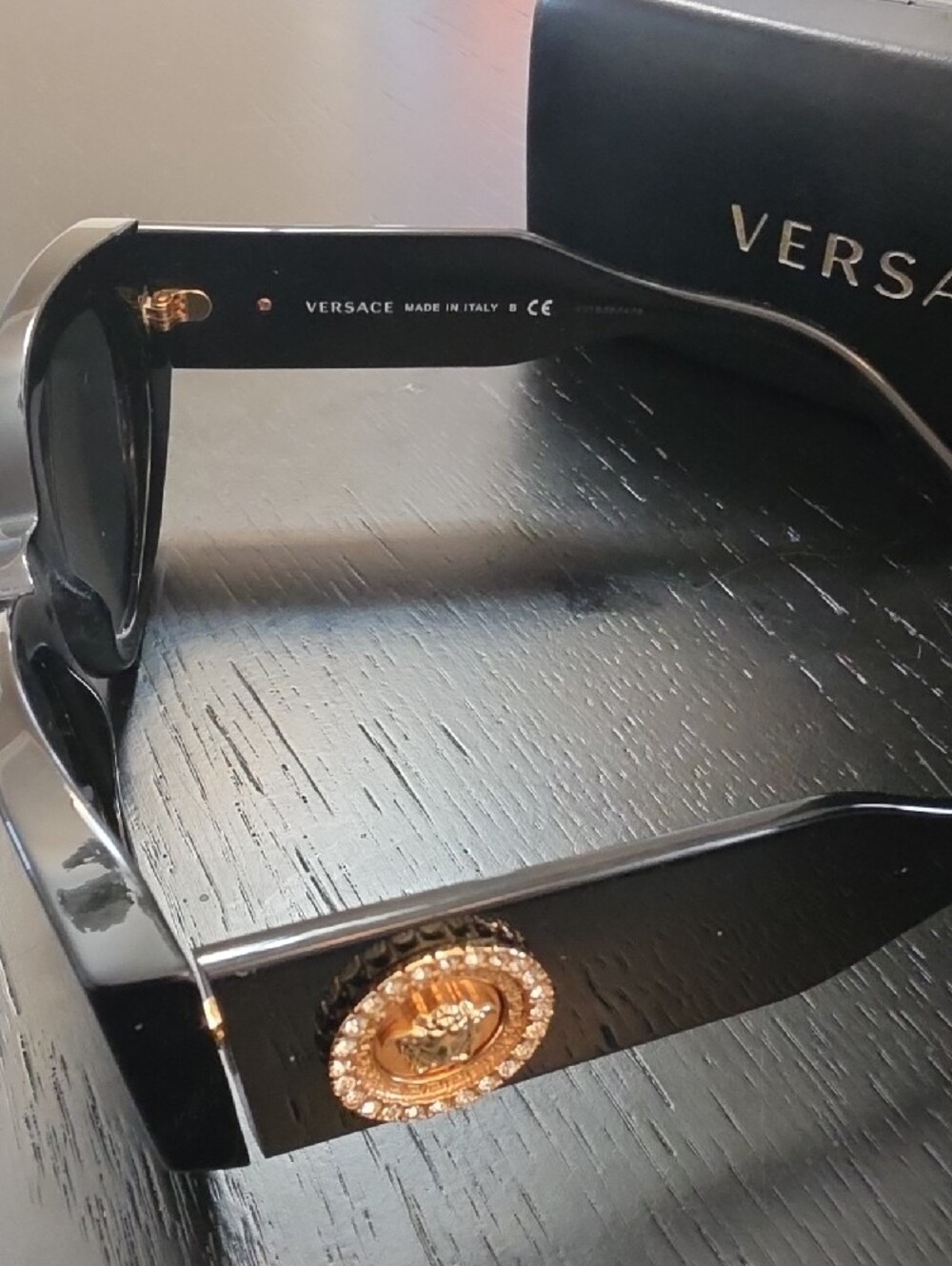 Versace Black Cat-Eye Sunglasses with Dark Lenses - Picture 4 of 9